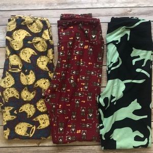 LULAROE OS ANIMAL CATS BEARS LEGGINGS BUNDLE